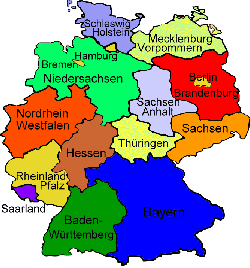 Karte mit den Budesländern Ausflugsziele und Sehenswürdigkeiten in Deutschland