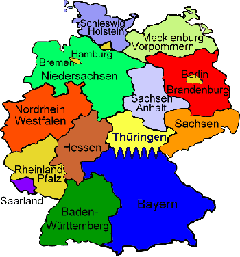Karte von Deutschland - Deutschlandkarte - Landkarte Bundesländer Deutschland